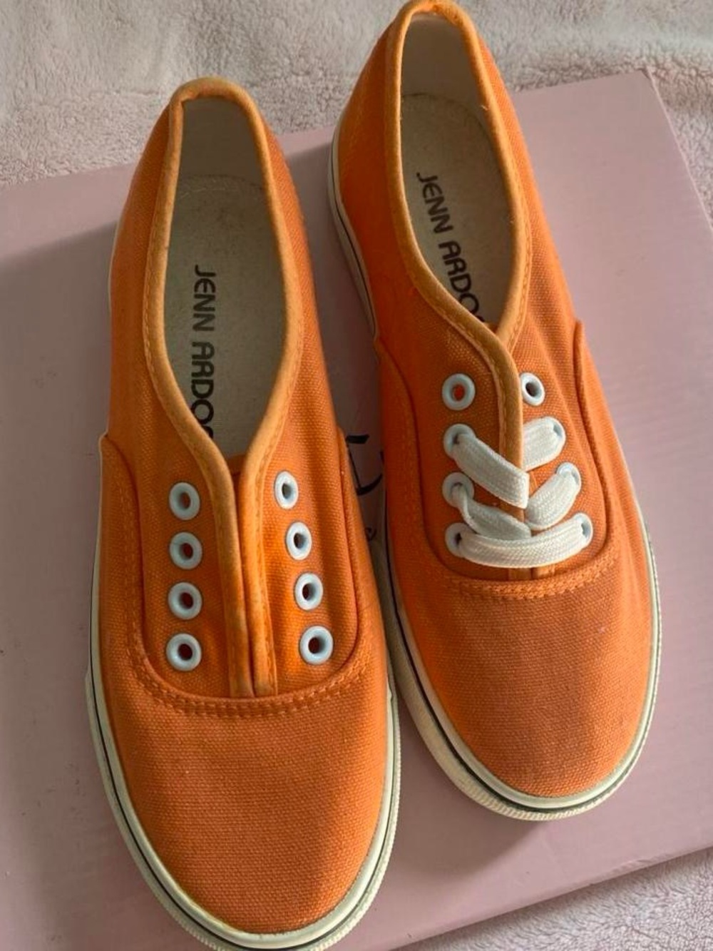 Jenn ardor Orange Canvas Slip-On Sneakers